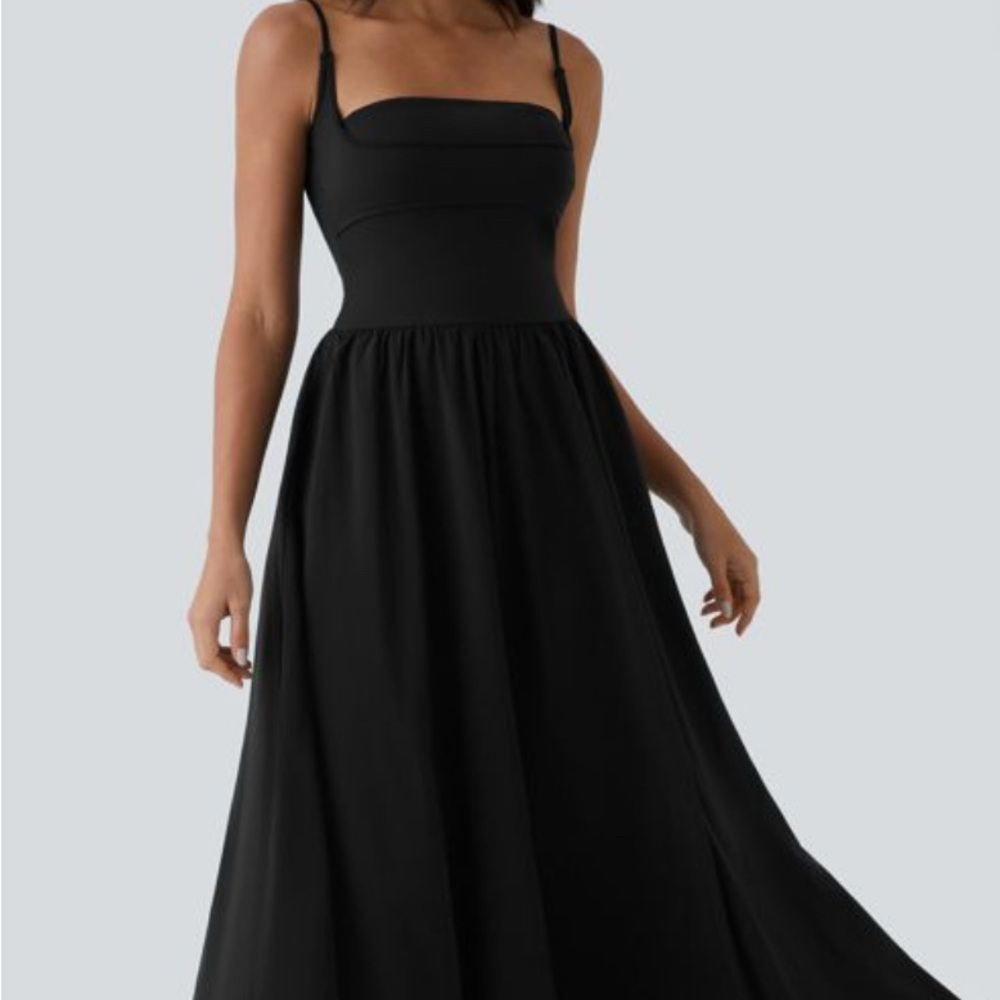 Halara Breezeful Backless Side Pocket Flowy Flare Maxi Dress Size Large